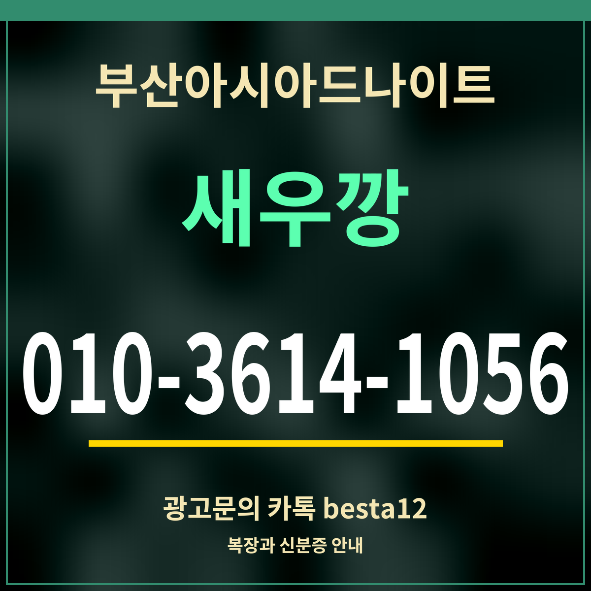 광고 · 부산아시아드나이트 · 새우깡 · 010-3614-1056