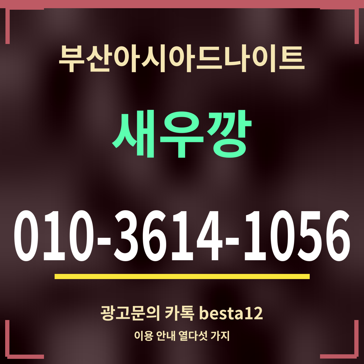 광고 · 부산아시아드나이트 · 새우깡 · 010-3614-1056